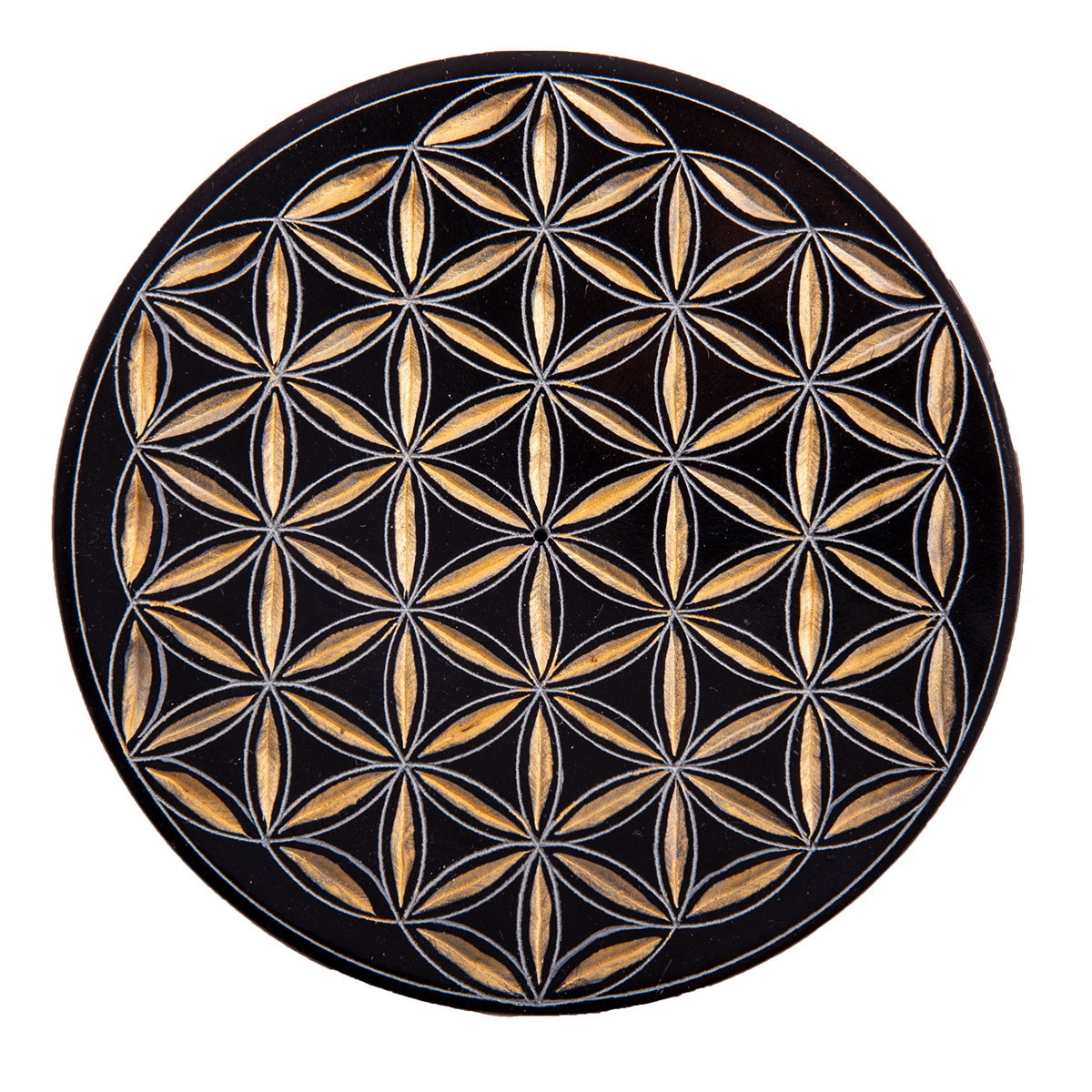 Räucherstäbchenhalter Blume des Lebens schwarz-gold