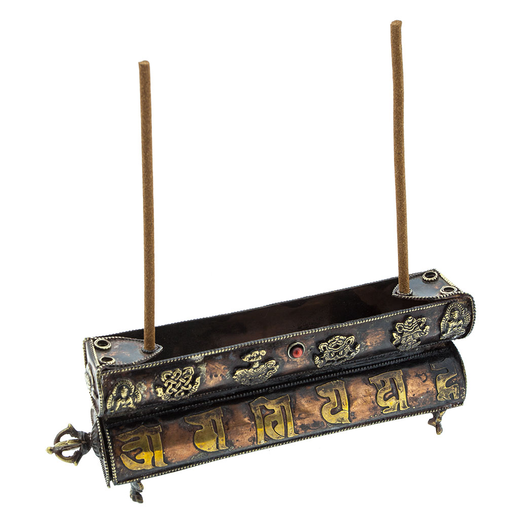 Tibetischer Räucherstäbchenhalter mit Glückssymbolen