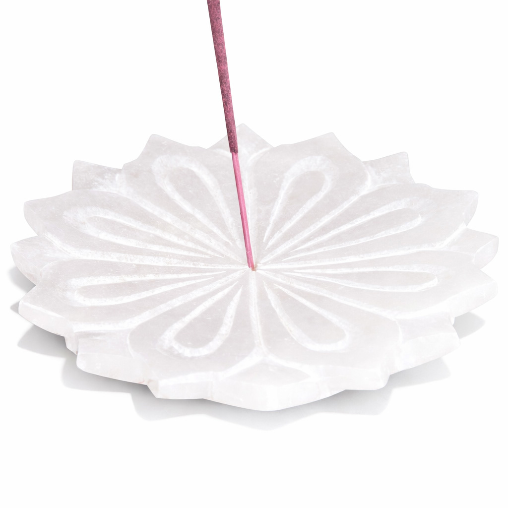 Räucherstäbchenhalter aus Alabaster - White Lotus