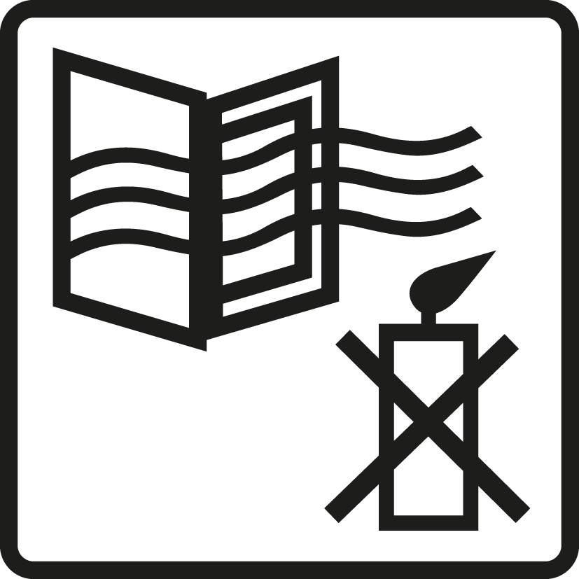 Symbol: Nicht in Zugluft brennen