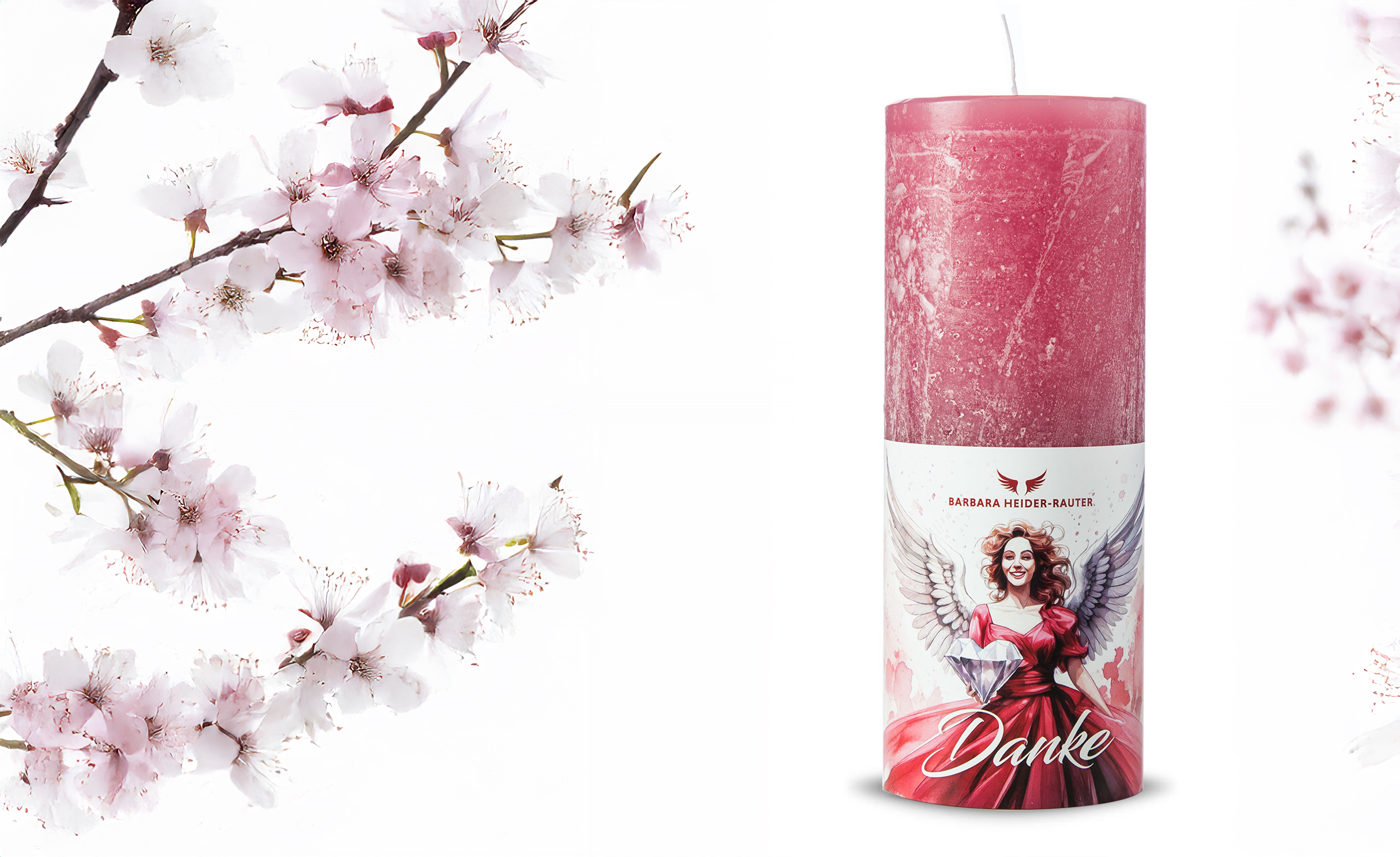 Seelenblütenkerze Danke von Barbara Heider Rauter mit Kirschblüten