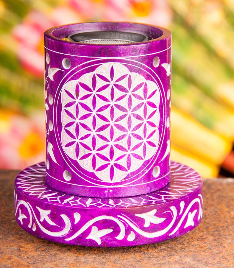 Blume des Lebens Stövchen zum Räuchern, Lila