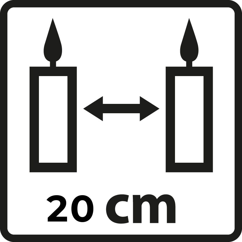 Symbol: Abstand zwischen Kerzen einhalten