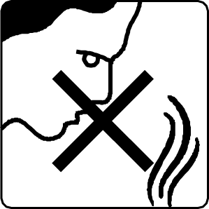 Symbol: Rauch nicht direkt einatmen, Raum lüften