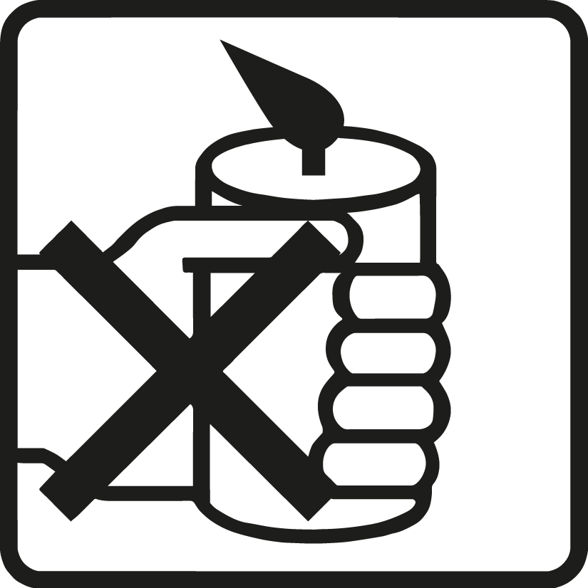 Symbol: Nicht berühren, Kerze kann heiß sein / Brennende Kerze nicht bewegen