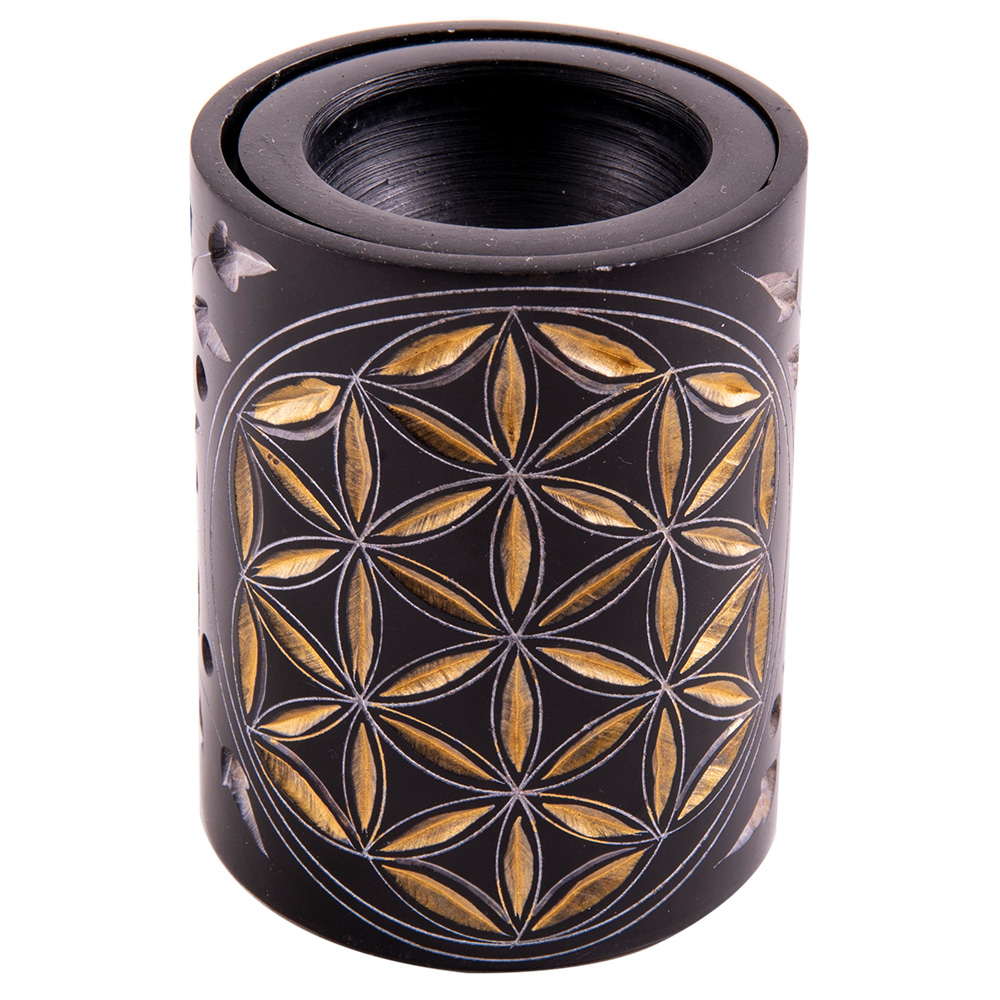 Blume des Lebens, Aromalampe schwarz - gold