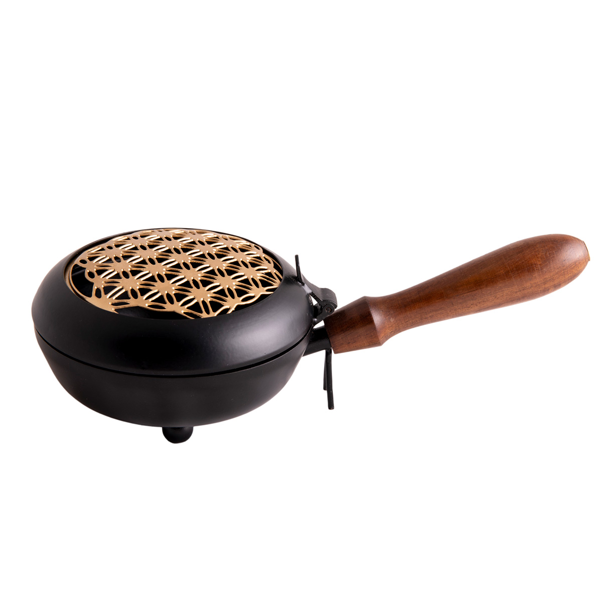 Räucherpfanne mit Blume des Lebens, schwarz-gold