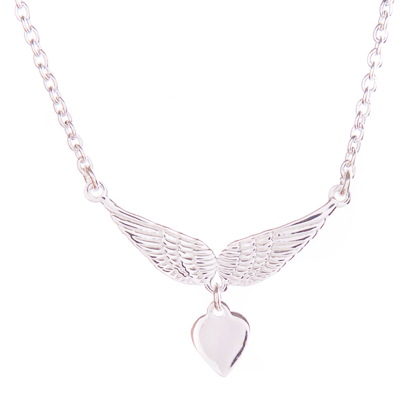 Collier "Engelsschwingen mit Herz" Silber